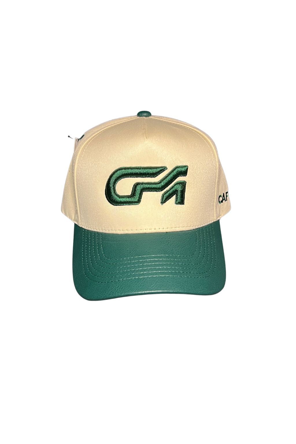 Gorra Bicolor Poliéster con Eco Cuero Beige - Verde