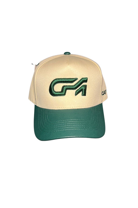 Gorra Bicolor Poliéster con Eco Cuero Beige - Verde