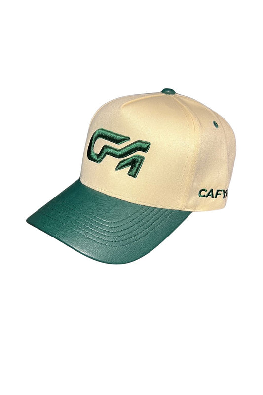 Gorra Bicolor Poliéster con Eco Cuero Beige - Verde