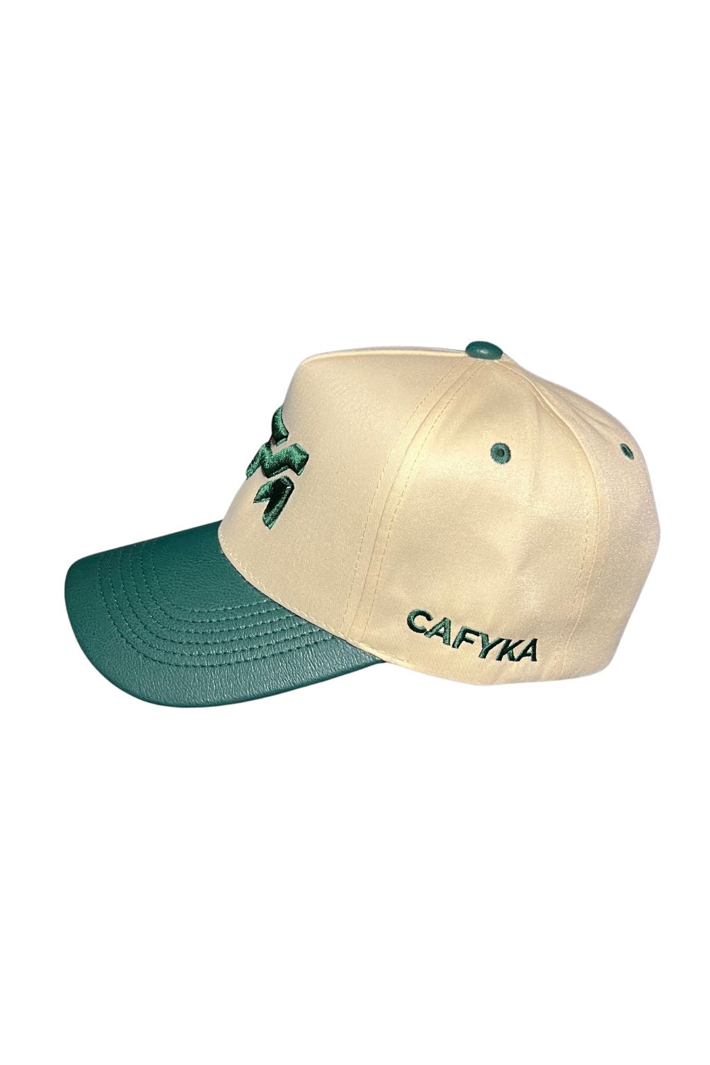 Gorra Bicolor Poliéster con Eco Cuero Beige - Verde