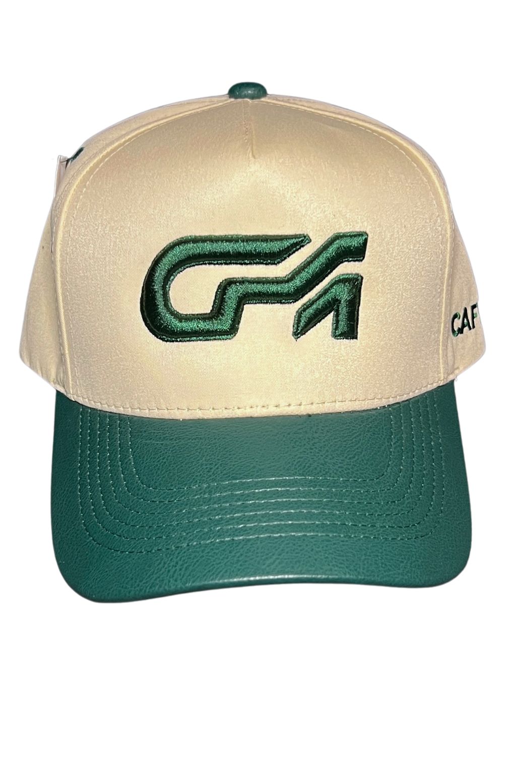 Gorra Bicolor Poliéster con Eco Cuero Beige - Verde