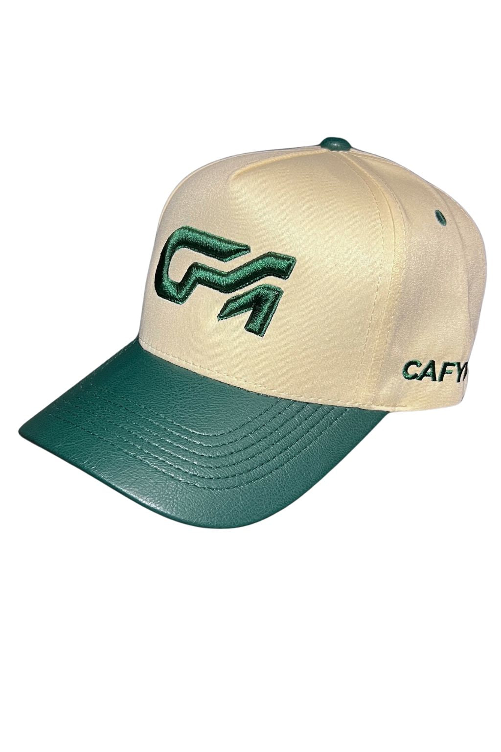 Gorra Bicolor Poliéster con Eco Cuero Beige - Verde