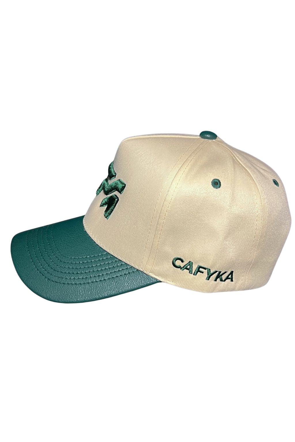 Gorra Bicolor Poliéster con Eco Cuero Beige - Verde