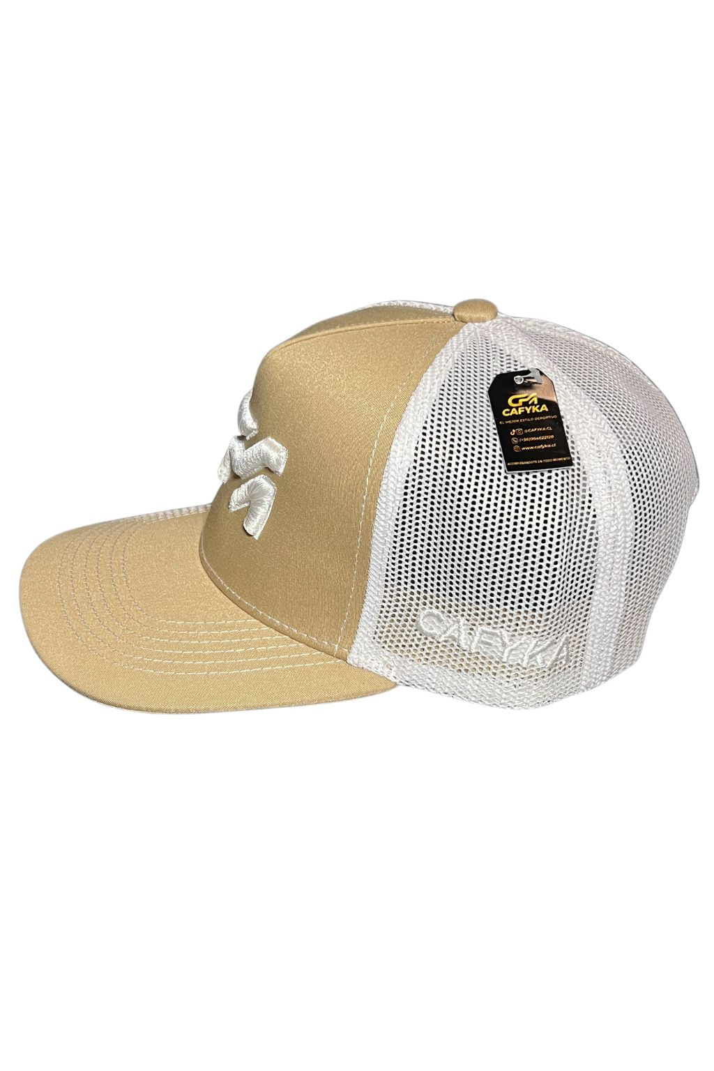 Gorra con Malla Bicolor Beige - Blanco